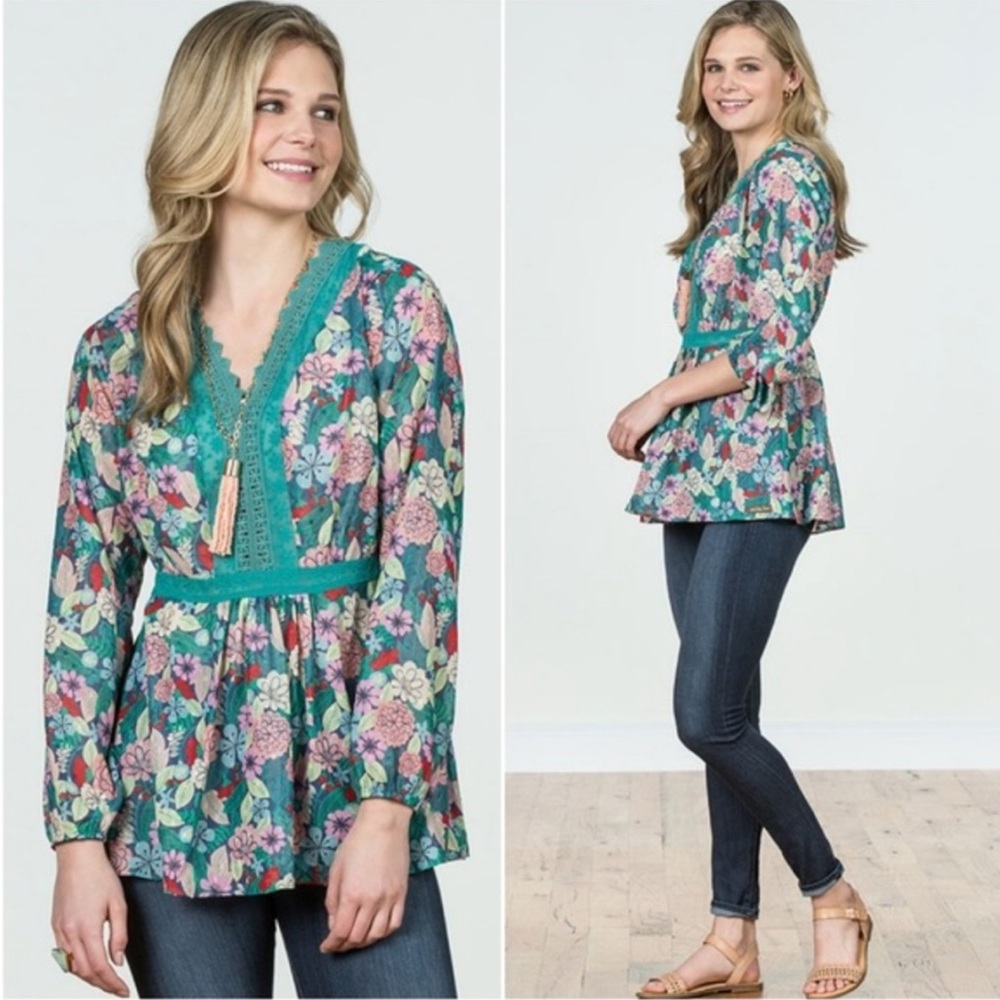Matilda Jane Kookaburra Green Multicolor Floral Top